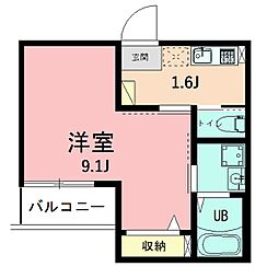 Regulus 海老名 303 3階1Kの間取り