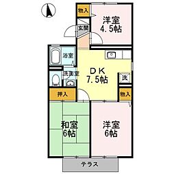 サンヒルズ西山A 3DKの間取図画像