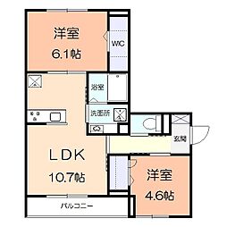 Forest・K 2LDKの間取図画像