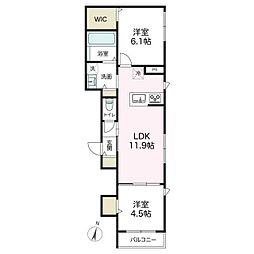 アズコンフォート 2LDKの間取図画像