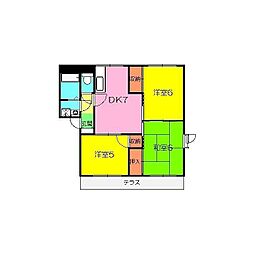 山本ハイツC 3DKの間取図画像