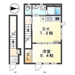 フリージアコート 1DKの間取図画像