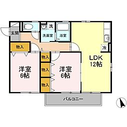 コゥジィーコート 2LDKの間取図画像