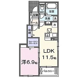 綾瀬市吉岡東5丁目アパート 1LDKの間取図画像