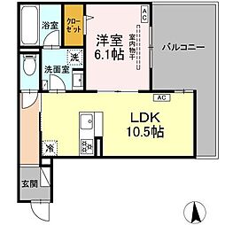 エスペリア栄町 1LDKの間取図画像