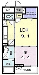 ユトリナ湘南A 1LDKの間取図画像