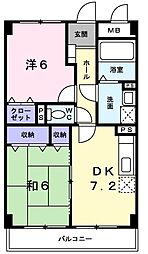 パレ・マーヴェラス 2DKの間取図画像