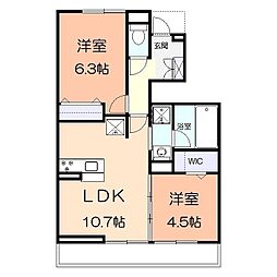 アジュールs 2LDKの間取図画像