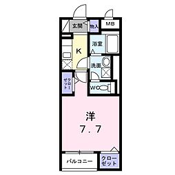ダウンタウン ワイ 1Kの間取図画像