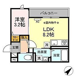 ブリーズコースト夕陽ヶ丘 1LDKの間取図画像