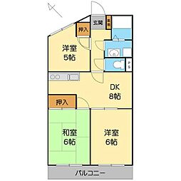 第2すくねハイツ 3DKの間取図画像