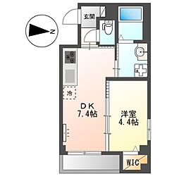 アプリコットC 1DKの間取図画像