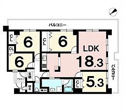 キングスコート六名公園 4LDKの間取図画像