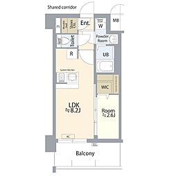 エスプレイス名古屋神宮 1LDKの間取図画像