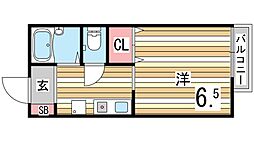 アイズ・ヴィラ岡本 1Kの間取図画像