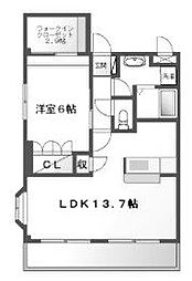 ウエストヒルズ弐番館 1LDKの間取図画像
