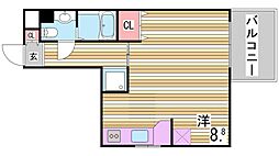 グローリア若葉台 ワンルームの間取図画像