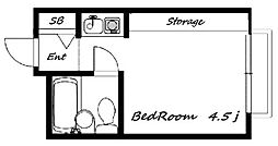 ピュア ワンルームの間取図画像