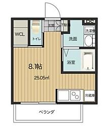 ピースマイルカーサバラ公園 ワンルームの間取図画像
