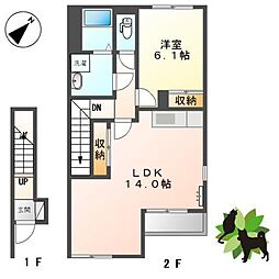エトワール森之腰 1LDKの間取図画像