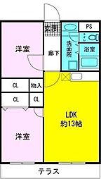 クレアトゥール 2LDKの間取図画像