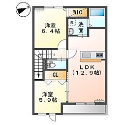 グランフィールド 2LDKの間取図画像