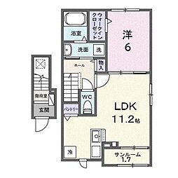 ル・シャンS 1LDKの間取図画像
