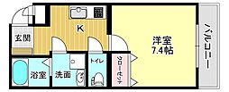 ラヴィオーブ 1Kの間取図画像