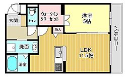ラヴィオーブ 1LDKの間取図画像