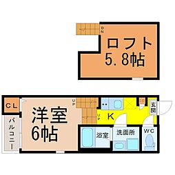 ハーモニーテラス鳴海町4 1Kの間取図画像