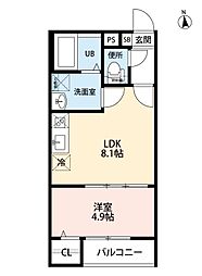 T.A上飯田東町5丁目 1LDKの間取図画像