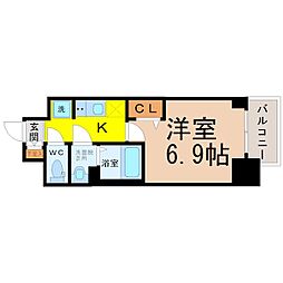 プレサンス広小路通葵 1Kの間取図画像