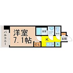メイクスデザイン鶴舞 1Kの間取図画像