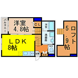 クレインハイツ本陣 1LDKの間取図画像