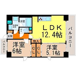 アクアブルー 2LDKの間取図画像
