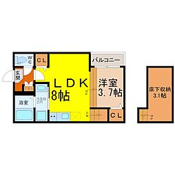 ハーモニーテラス中村公園 1LDKの間取図画像