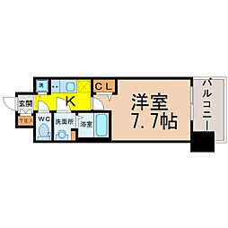 プレサンスジェネ栄 1Kの間取図画像