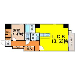 G+HONMACHI 1LDKの間取図画像