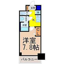 プレサンスジェネ千種内山 1Kの間取図画像