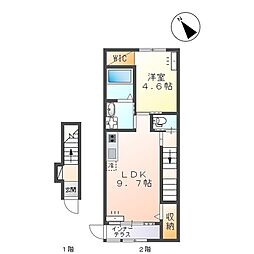 ラルーナB 1LDKの間取図画像