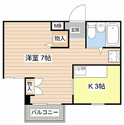 エメラルドガーデン小山 1Kの間取図画像