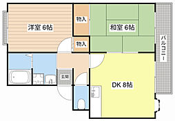 イースタン・パレス 2DKの間取図画像