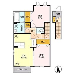 モリロワイヤル 2LDKの間取図画像