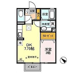 メゾンモナリエA棟 1DKの間取図画像
