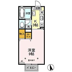 アースアイランド5 1Kの間取図画像