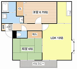 サンガーデン小山1号館 2LDKの間取図画像