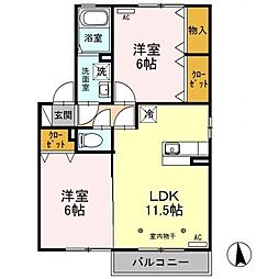メルエムB 2LDKの間取図画像