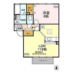 グリーンカースルA 1LDKの間取図画像