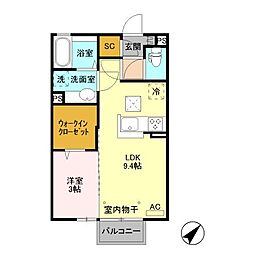 ハレグレース 1LDKの間取図画像