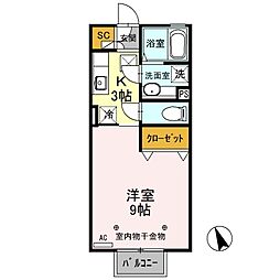 デジール1 1Kの間取図画像